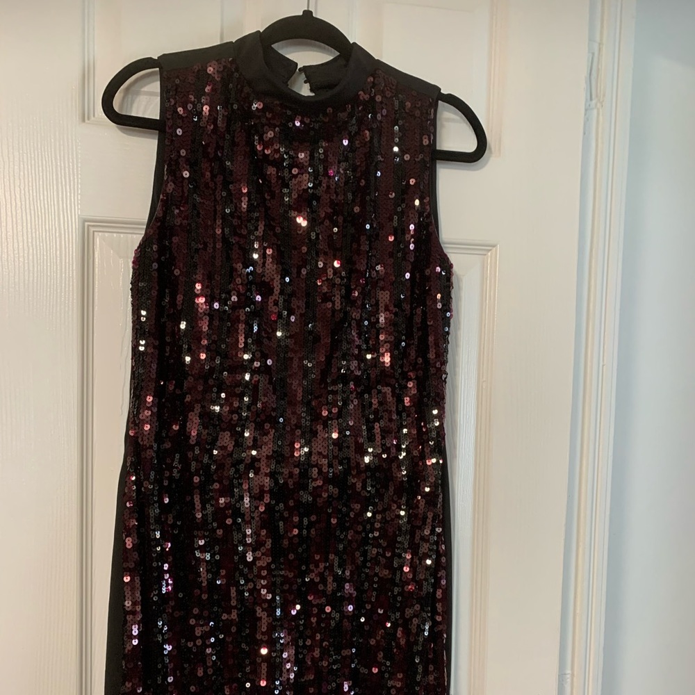 Black Collection Black & Purple Sequin Sleeveless Dress Size:L